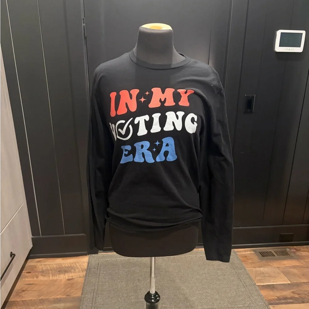 🗳️ In My Voting Era Graphic Long Sleeve Tee | Black | Size S (No Tag)